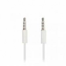 AUX Кабель 3.5mm в кожаной оплетке папа-папа 1 метр (белый)