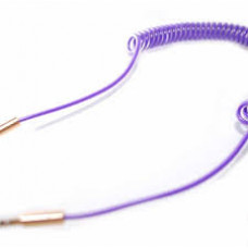 AUX Кабель 3.5mm прорезиненный пружина папа-папа (фиолетовый)